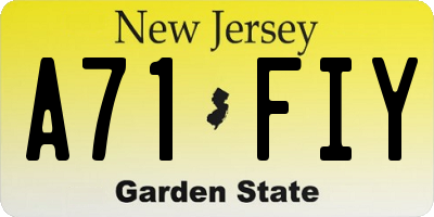 NJ license plate A71FIY