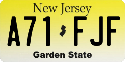 NJ license plate A71FJF