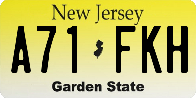 NJ license plate A71FKH