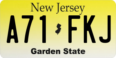 NJ license plate A71FKJ