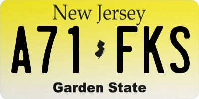 NJ license plate A71FKS