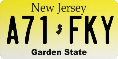 NJ license plate A71FKY