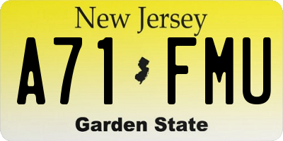 NJ license plate A71FMU