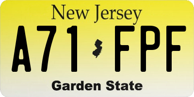 NJ license plate A71FPF