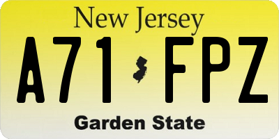 NJ license plate A71FPZ