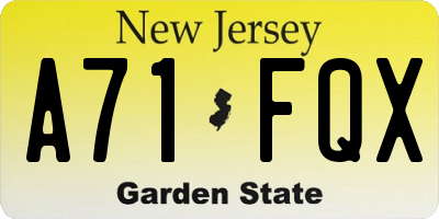 NJ license plate A71FQX