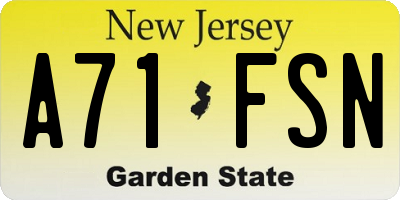 NJ license plate A71FSN