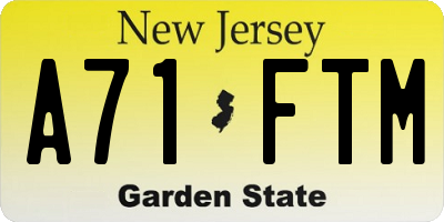 NJ license plate A71FTM