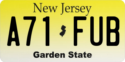 NJ license plate A71FUB