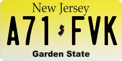 NJ license plate A71FVK