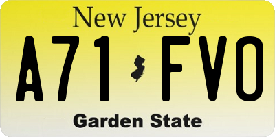 NJ license plate A71FVO