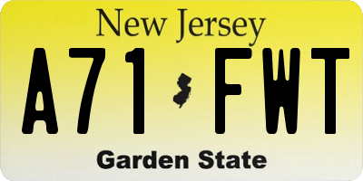 NJ license plate A71FWT