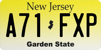 NJ license plate A71FXP