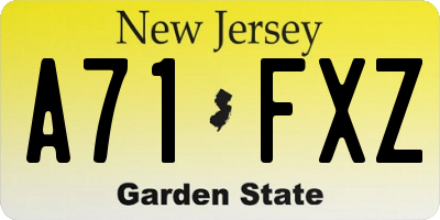 NJ license plate A71FXZ