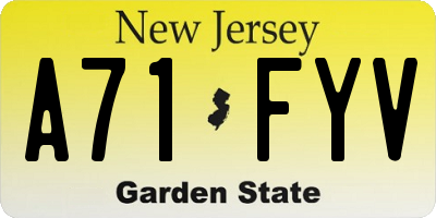 NJ license plate A71FYV