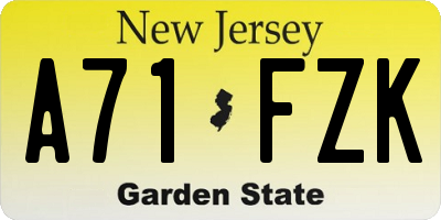 NJ license plate A71FZK