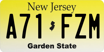 NJ license plate A71FZM