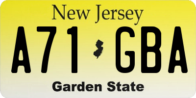 NJ license plate A71GBA