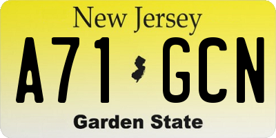 NJ license plate A71GCN