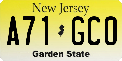 NJ license plate A71GCO