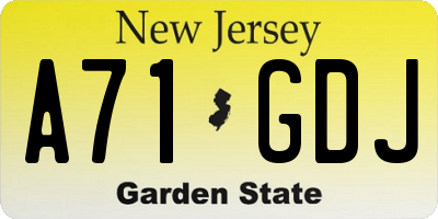 NJ license plate A71GDJ
