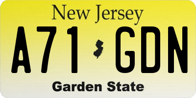NJ license plate A71GDN