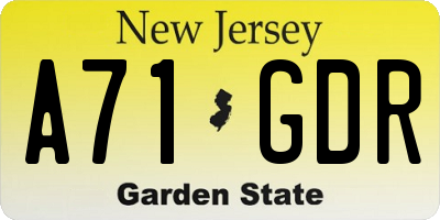 NJ license plate A71GDR