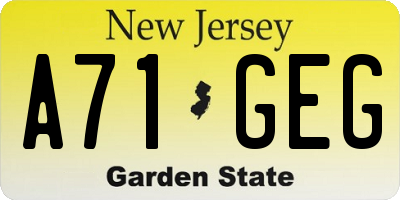 NJ license plate A71GEG