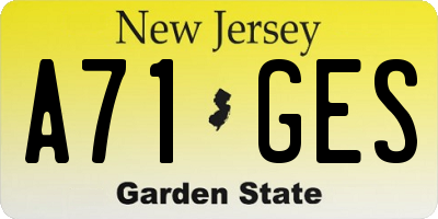 NJ license plate A71GES