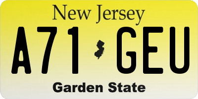 NJ license plate A71GEU
