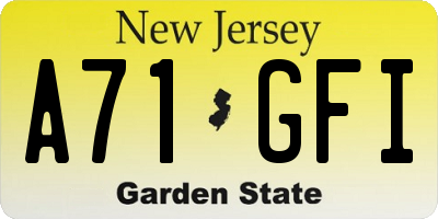 NJ license plate A71GFI
