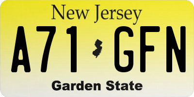 NJ license plate A71GFN