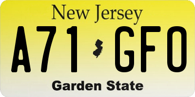 NJ license plate A71GFO