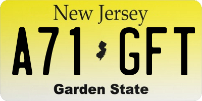 NJ license plate A71GFT