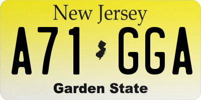 NJ license plate A71GGA