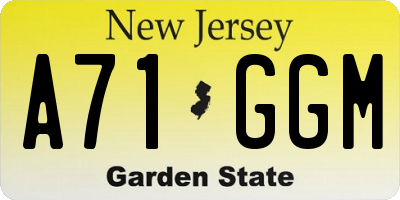 NJ license plate A71GGM