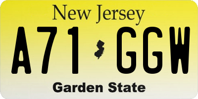 NJ license plate A71GGW