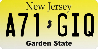 NJ license plate A71GIQ