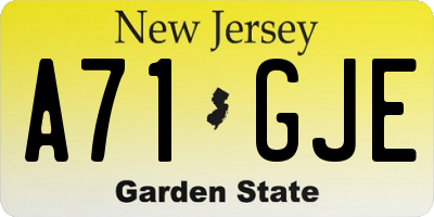 NJ license plate A71GJE