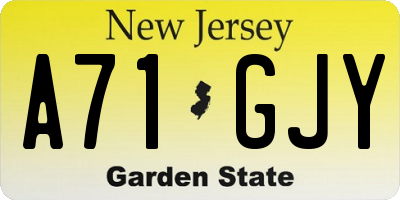 NJ license plate A71GJY