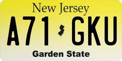 NJ license plate A71GKU