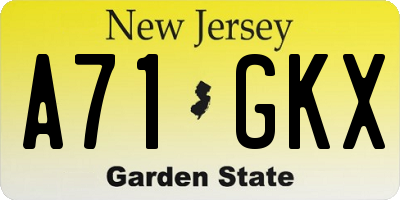 NJ license plate A71GKX