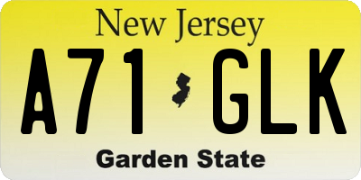 NJ license plate A71GLK