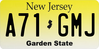NJ license plate A71GMJ