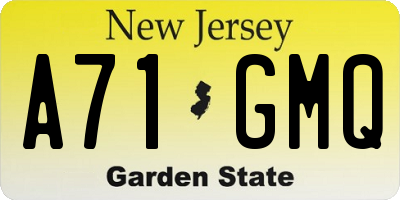NJ license plate A71GMQ