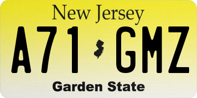 NJ license plate A71GMZ