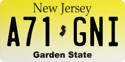 NJ license plate A71GNI