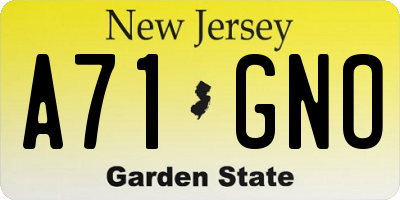 NJ license plate A71GNO