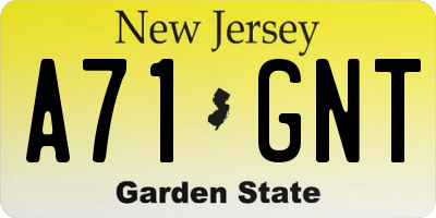 NJ license plate A71GNT