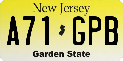 NJ license plate A71GPB